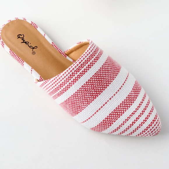 New Qupid, Gilby Red & White Striped Mules size 8.5 - Picture 2 of 4